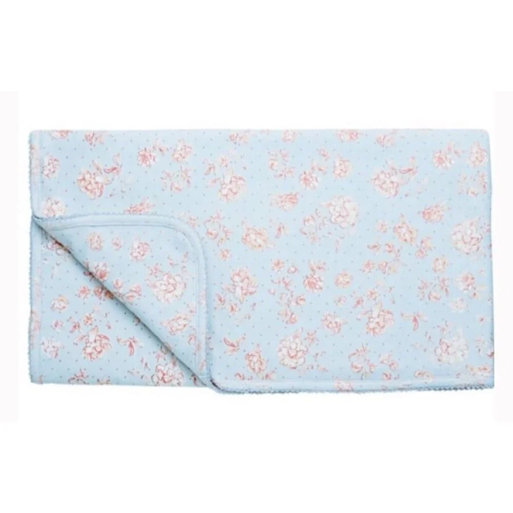 Mud Pie Blue Pink Rose Floral Swaddle